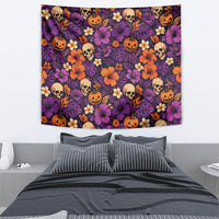 Hawaii Halloween Tapestry Skeleton Pumpkin Hawaiian Flower Tribal DT05 - Polynesian Pride