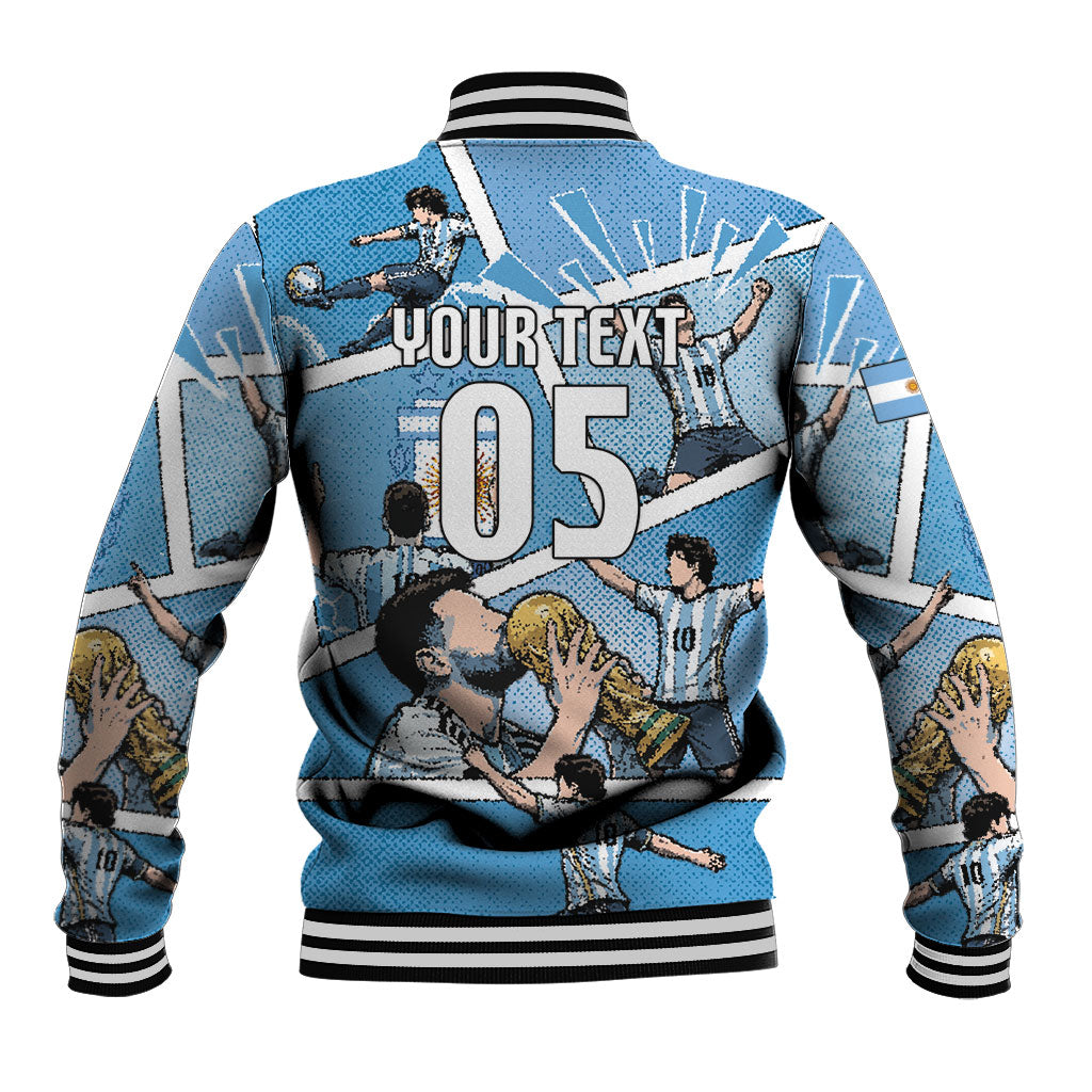 Custom Argentina Football Baseball Jacket Goat Comic Style Sun Of May