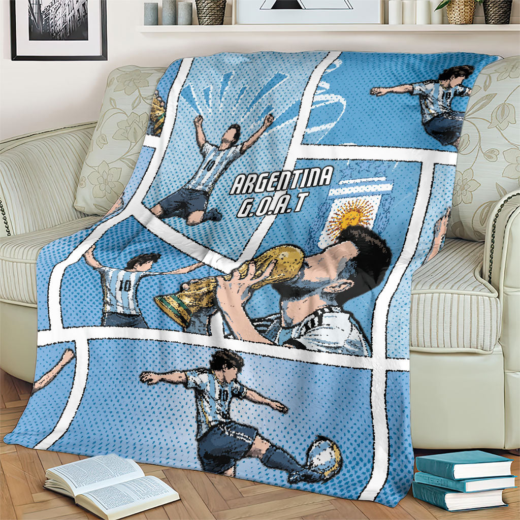 Argentina Football Blanket Goat Comic Style Sun Of May