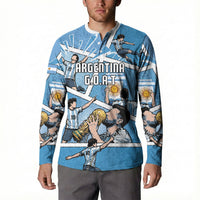 Custom Argentina Football Button Sweatshirt Goat Comic Style Sun Of May