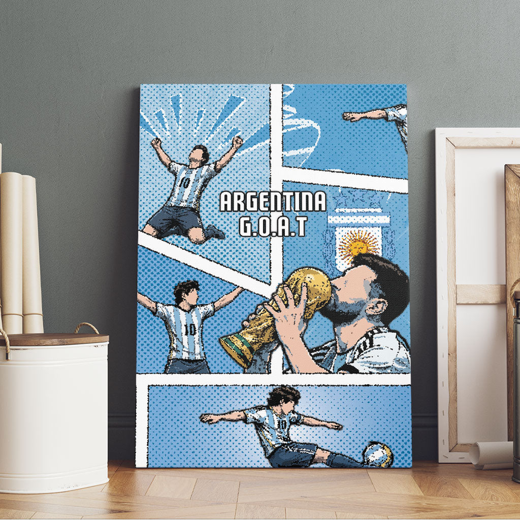 Argentina Football Canvas Wall Art Goat Comic Style Sun Of May
