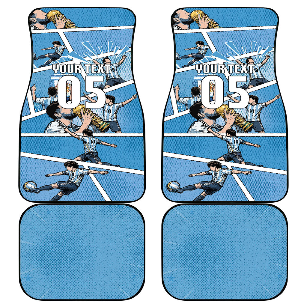 Custom Argentina Football Car Mats Goat Comic Style Sun Of May