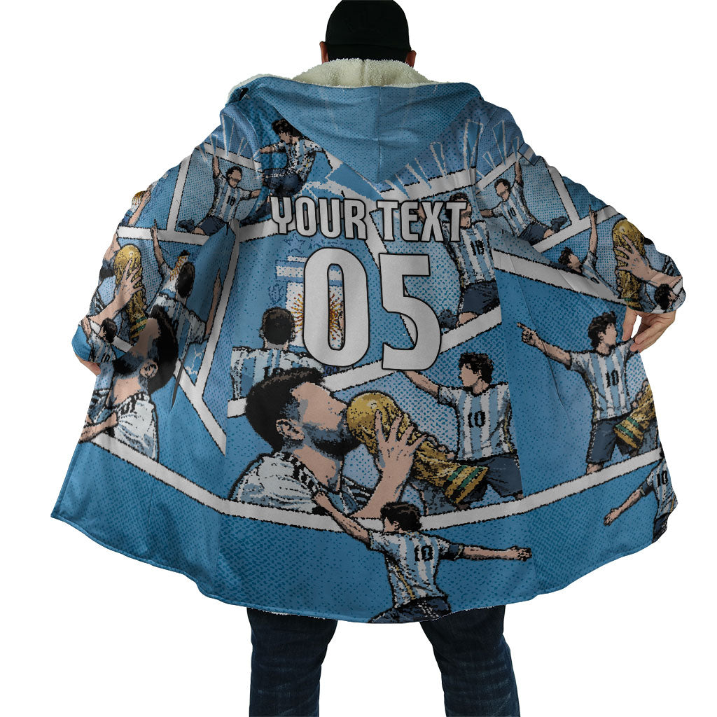 Custom Argentina Football Cloak Goat Comic Style Sun Of May
