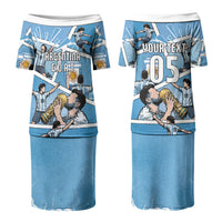 Custom Argentina Football Couples Matching Puletasi and Hawaiian Shirt Goat Comic Style Sun Of May