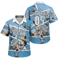 Custom Argentina Football Family Matching Puletasi and Hawaiian Shirt Goat Comic Style Sun Of May