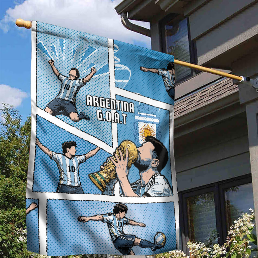Argentina Football Garden Flag Goat Comic Style Sun Of May
