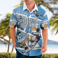 Custom Argentina Football Hawaiian Shirt Goat Comic Style Sun Of May