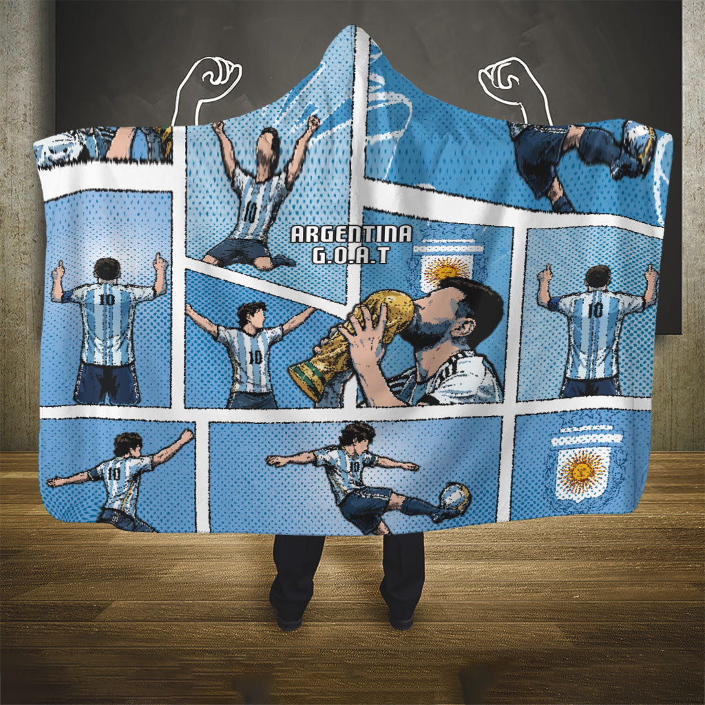 Argentina Football Hooded Blanket Goat Comic Style Sun Of May