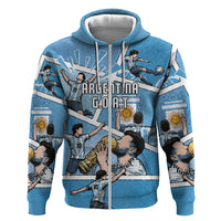 Custom Argentina Football Hoodie Goat Comic Style Sun Of May