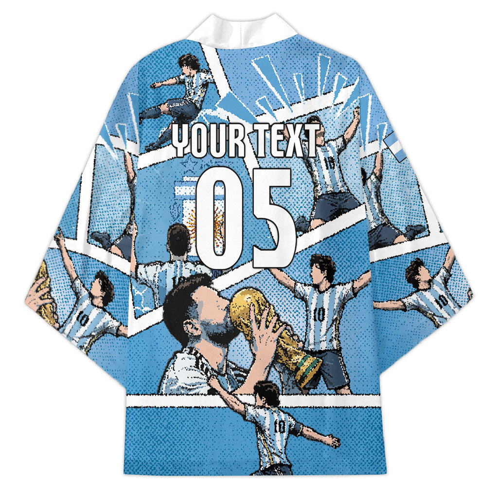 Custom Argentina Football Kimono Goat Comic Style Sun Of May