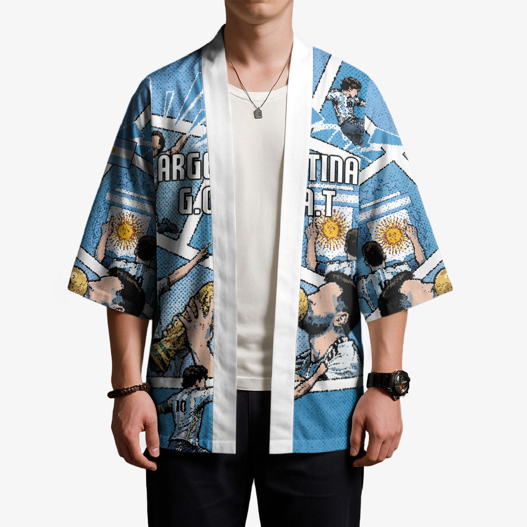 Custom Argentina Football Kimono Goat Comic Style Sun Of May