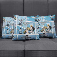 Argentina Football Pillow Cover Goat Comic Style Sun Of May