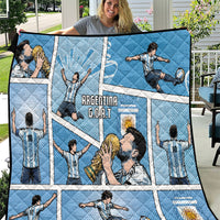 Argentina Football Quilt Goat Comic Style Sun Of May