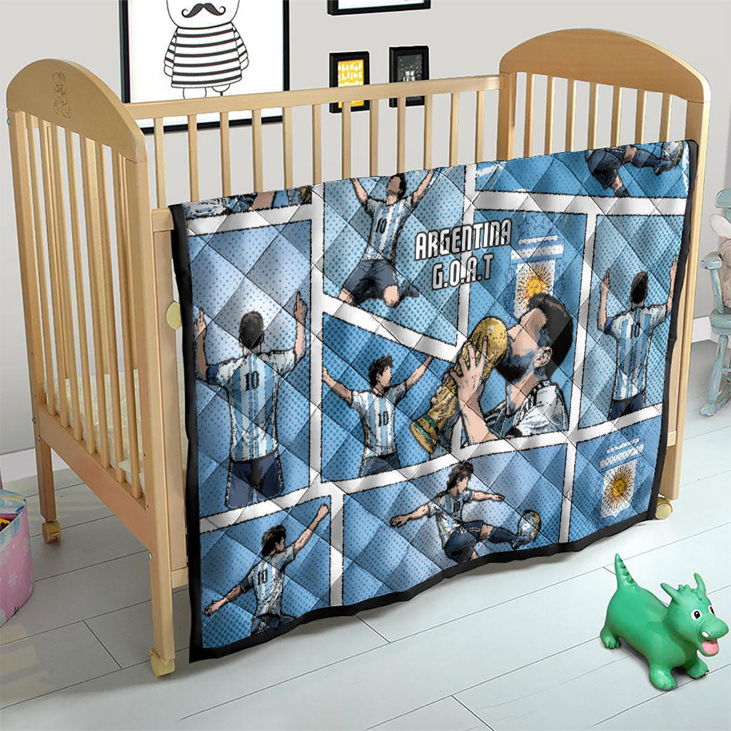 Argentina Football Quilt Goat Comic Style Sun Of May