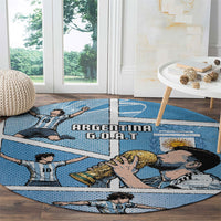 Argentina Football Round Carpet Goat Comic Style Sun Of May