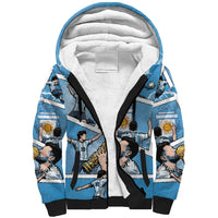 Custom Argentina Football Sherpa Hoodie Goat Comic Style Sun Of May