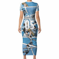 Custom Argentina Football Short Sleeve Bodycon Dress Goat Comic Style Sun Of May