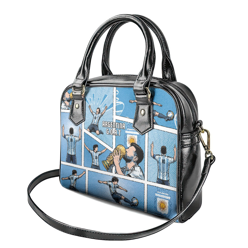 Argentina Football Shoulder Handbag Goat Comic Style Sun Of May