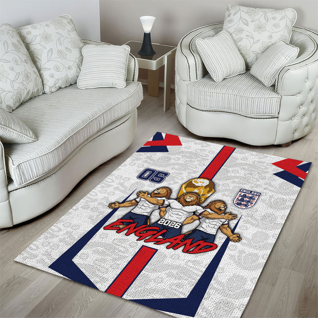 Custom England Football Area Rug Three Lions Trophy St George Cross