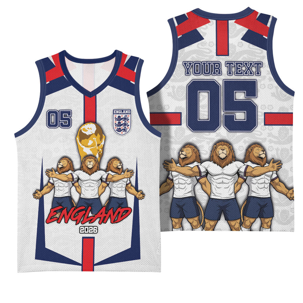 Custom England Football Basketball Jersey Three Lions Trophy St George Cross