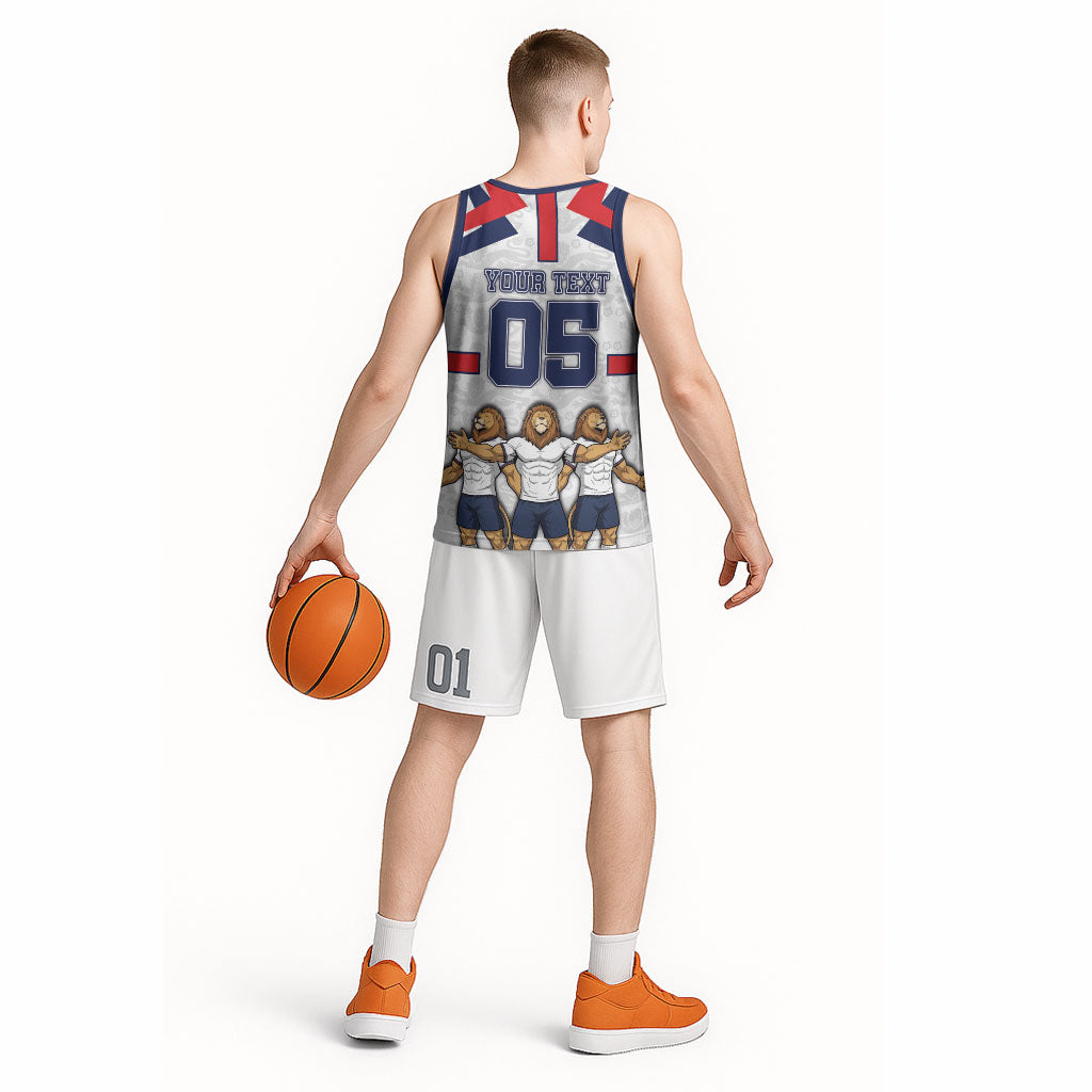 Custom England Football Basketball Jersey Three Lions Trophy St George Cross