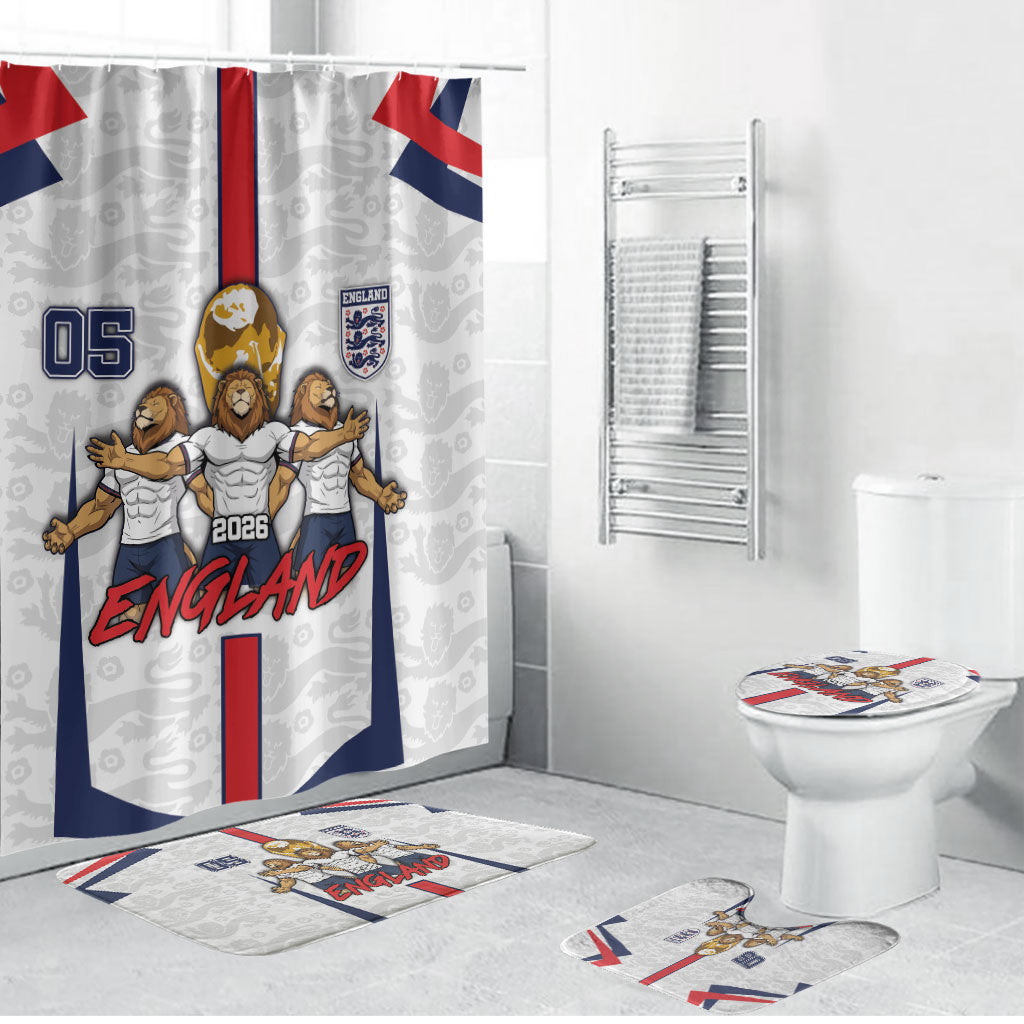 Custom England Football Bathroom Set Three Lions Trophy St George Cross