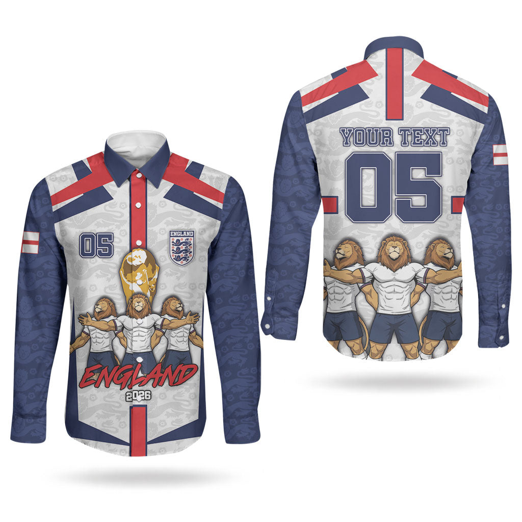 Custom England Football Couples Matching Long Sleeve Bodycon Dress and Long Sleeve Button Shirt Three Lions Trophy St George Cross