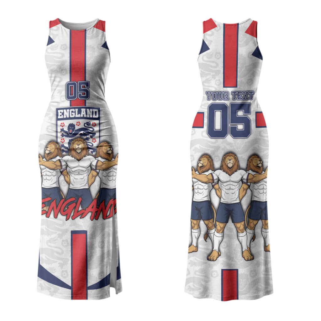 Custom England Football Couples Matching Tank Maxi Dress and Hawaiian Shirt Three Lions Trophy St George Cross