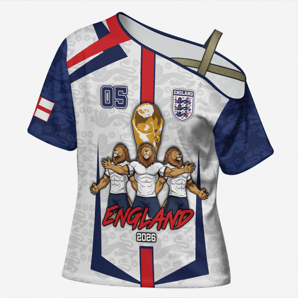 Custom England Football Cross Shoulder Shirt Three Lions Trophy St George Cross