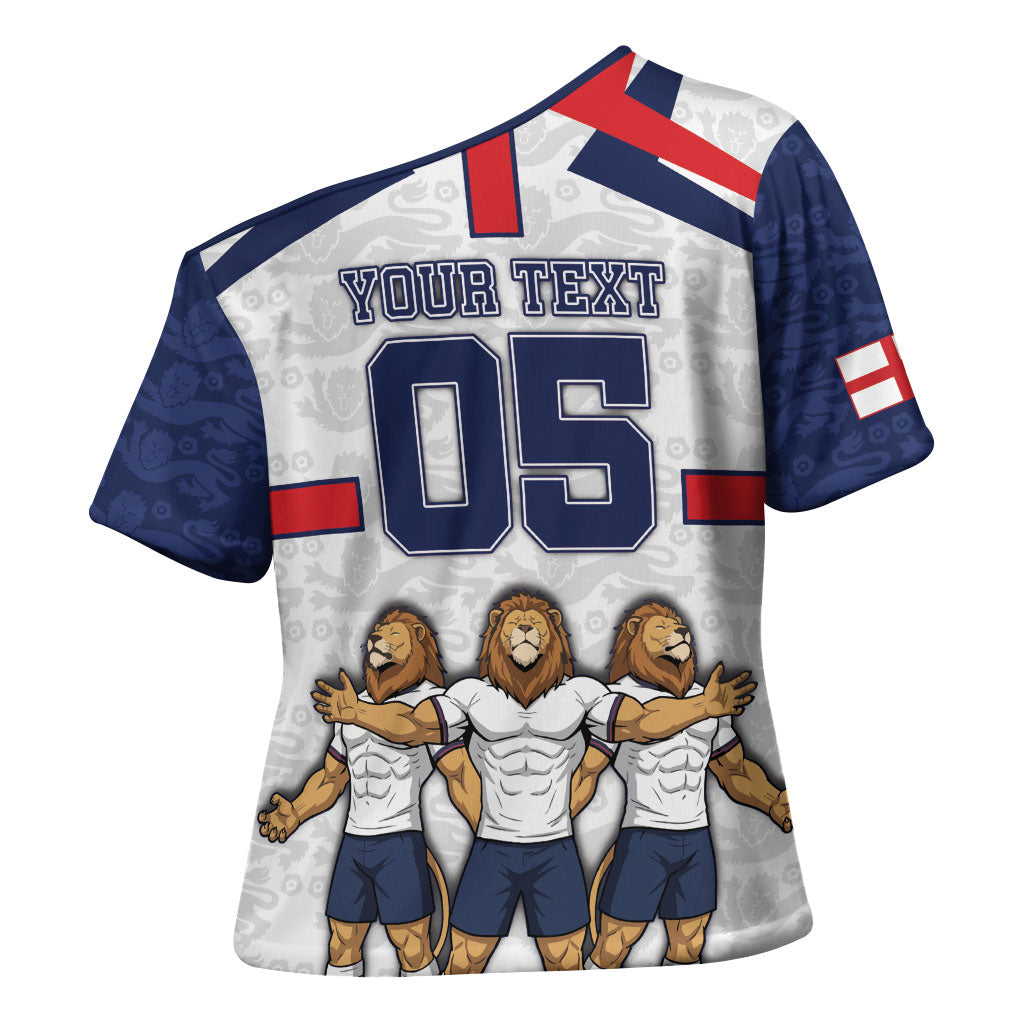 Custom England Football Cross Shoulder Shirt Three Lions Trophy St George Cross