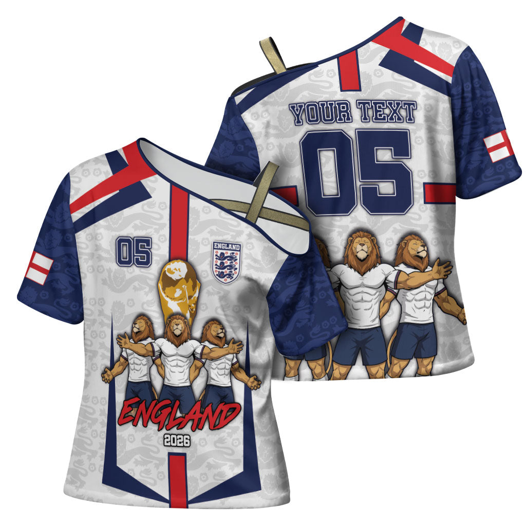 Custom England Football Cross Shoulder Shirt Three Lions Trophy St George Cross