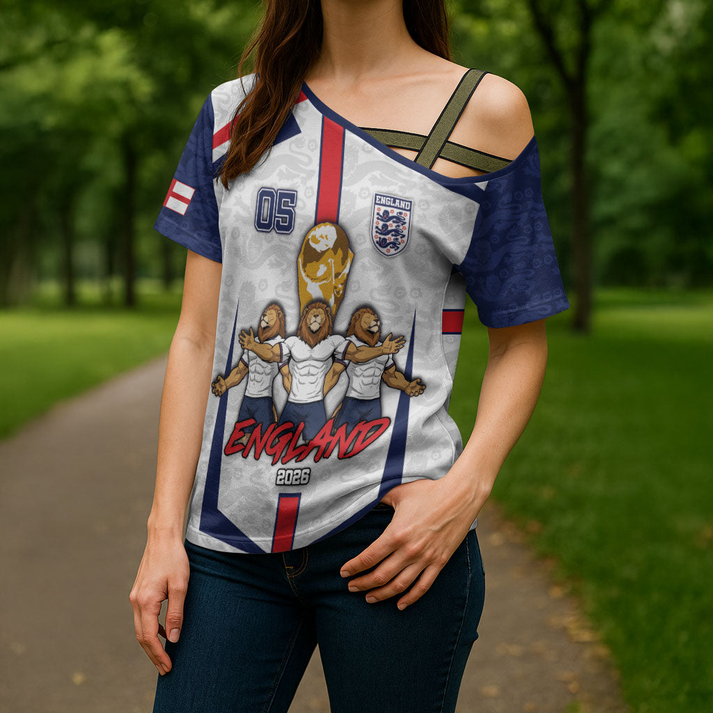 Custom England Football Cross Shoulder Shirt Three Lions Trophy St George Cross