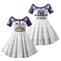 Custom England Football Family Matching Off Shoulder Short Dress and Hawaiian Shirt Three Lions Trophy St George Cross