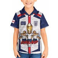 Custom England Football Hawaiian Shirt Three Lions Trophy St George Cross