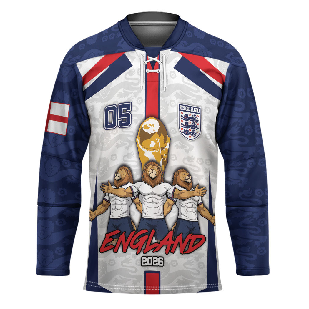 Custom England Football Hockey Jersey Three Lions Trophy St George Cross