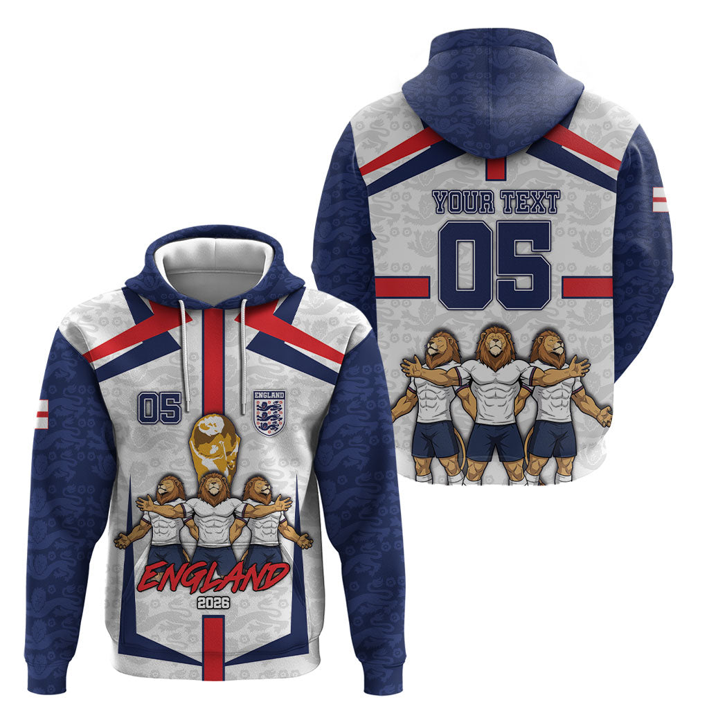 Custom England Football Hoodie Three Lions Trophy St George Cross