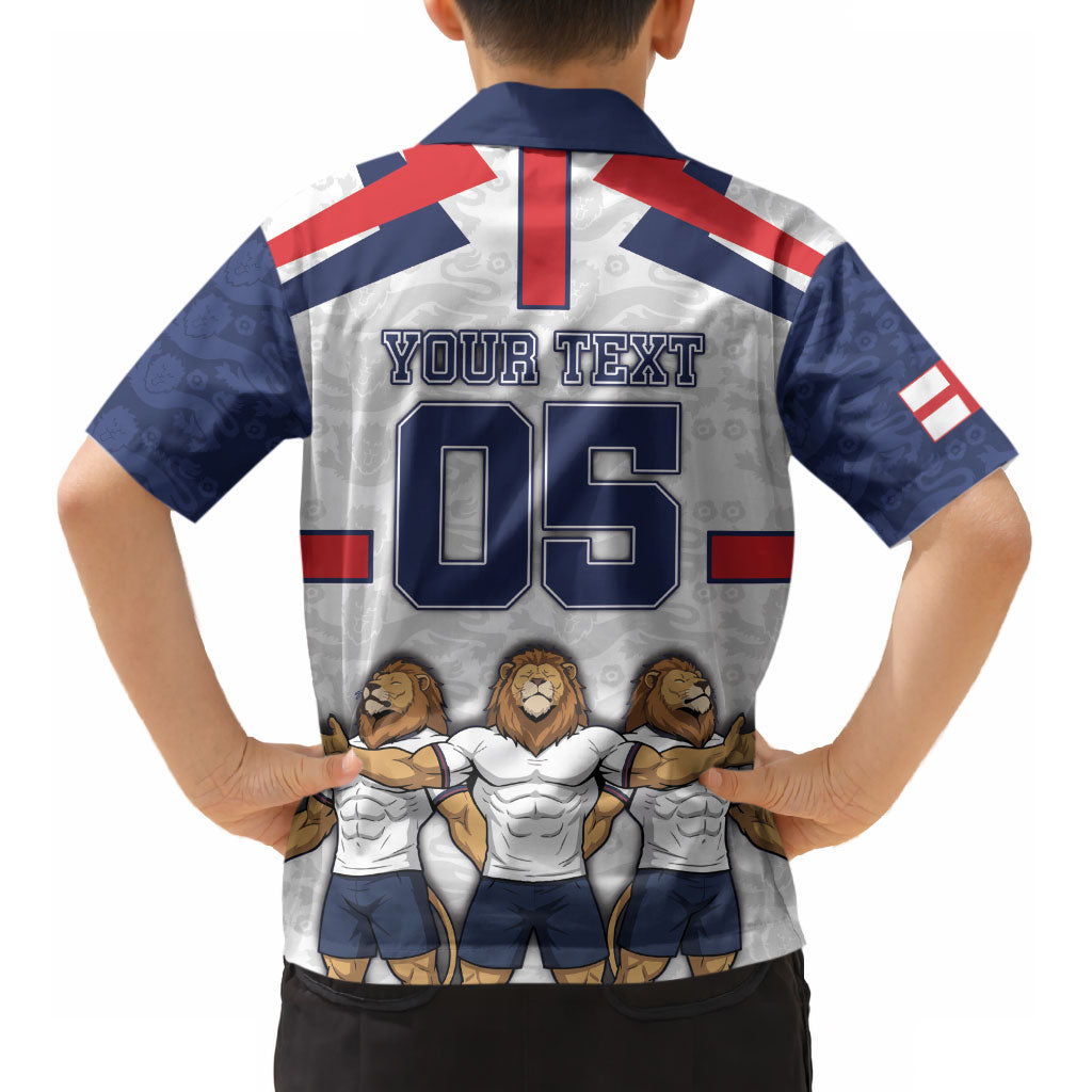 Custom England Football Kid Hawaiian Shirt Three Lions Trophy St George Cross