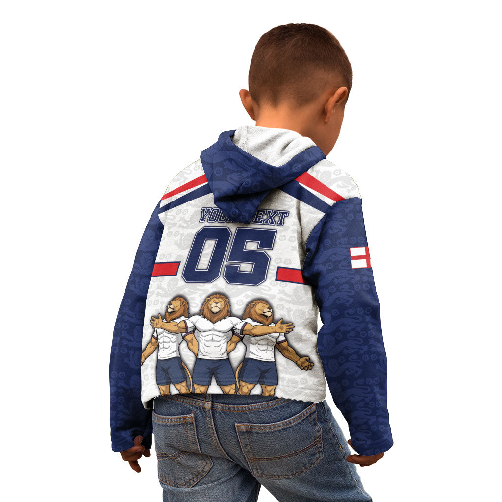 Custom England Football Kid Hoodie Three Lions Trophy St George Cross