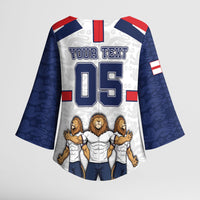 Custom England Football Kimono Sleeve Blouse Three Lions Trophy St George Cross