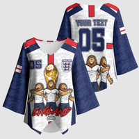 Custom England Football Kimono Sleeve Blouse Three Lions Trophy St George Cross