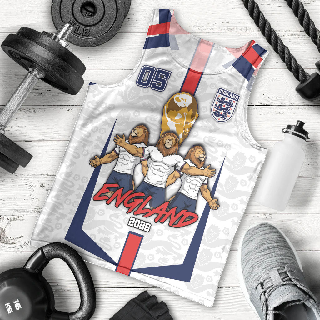 Custom England Football Men Tank Top Three Lions Trophy St George Cross