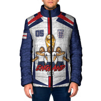 Custom England Football Padded Jacket Three Lions Trophy St George Cross