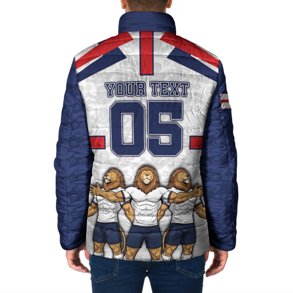 Custom England Football Padded Jacket Three Lions Trophy St George Cross