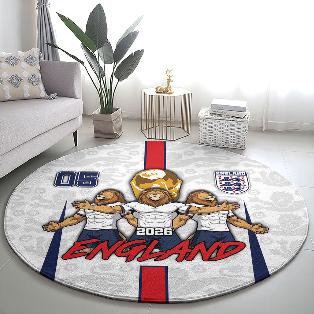 Custom England Football Round Carpet Three Lions Trophy St George Cross