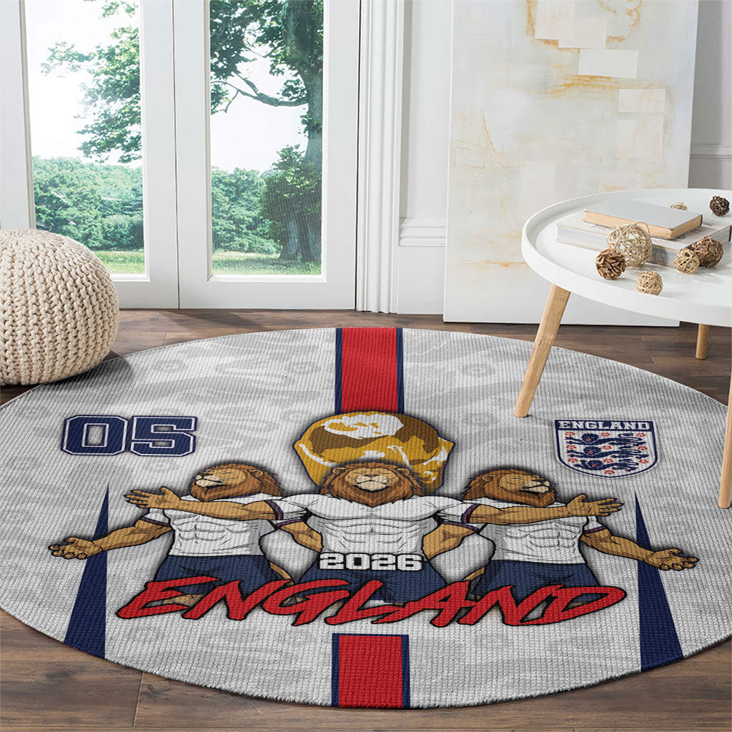 Custom England Football Round Carpet Three Lions Trophy St George Cross