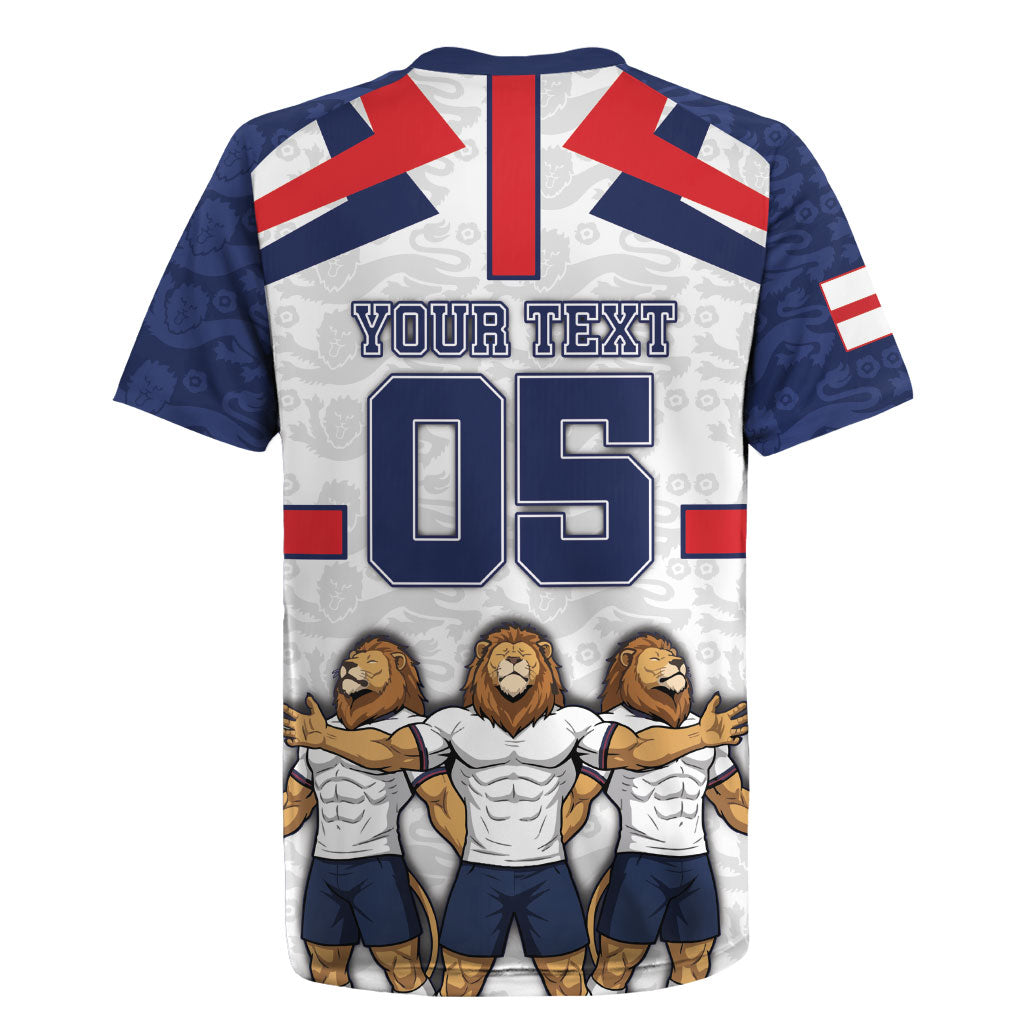 Custom England Football Rugby Jersey Three Lions Trophy St George Cross