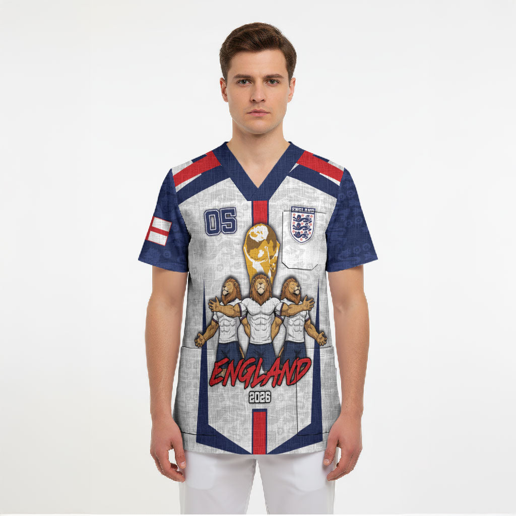 Custom England Football Scrub Top Three Lions Trophy St George Cross