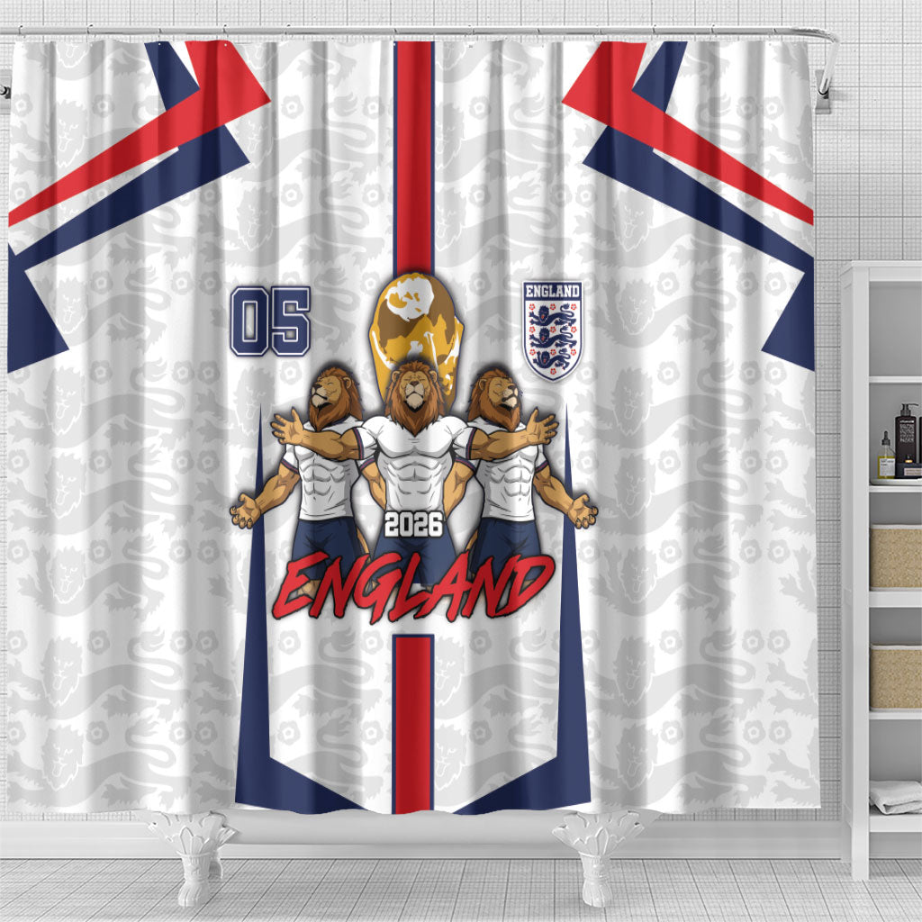 Custom England Football Shower Curtain Three Lions Trophy St George Cross