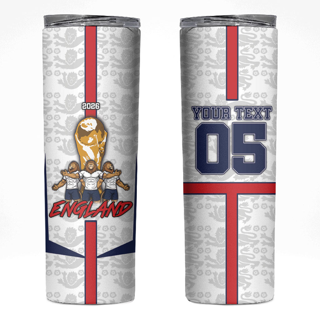 Custom England Football Skinny Tumbler Three Lions Trophy St George Cross