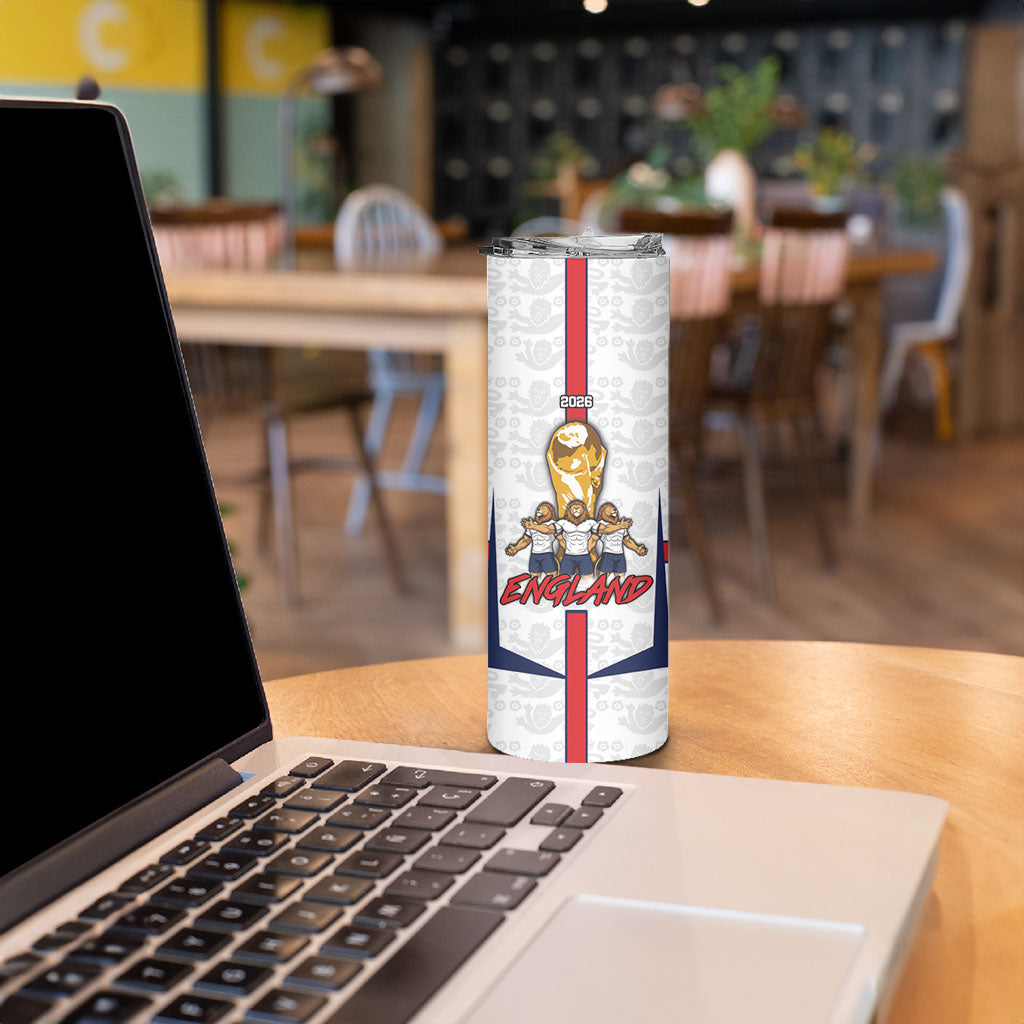 Custom England Football Skinny Tumbler Three Lions Trophy St George Cross